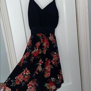 Black Dress with Flower Print